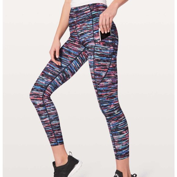 Lululemon Fast & Free 7/8 Tight II *Nulux 25" Hinshu Alpine White Multi - Picture 6 of 6